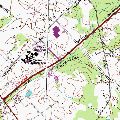 Topographic Map of Varina Branch Henrico County Public Library, VA