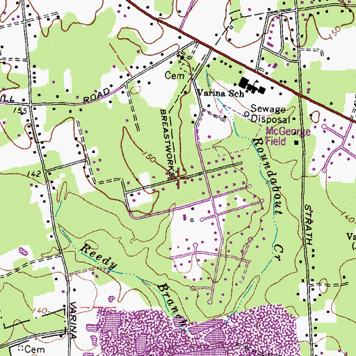 Topographic Map of Varina Gardens, VA