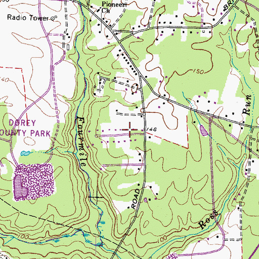 Topographic Map of Whitlock Estates, VA