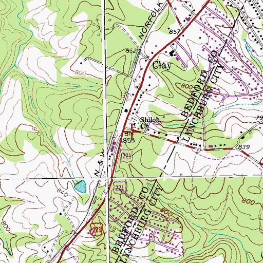 Topographic Map of Graves Mill Shopping Center, VA