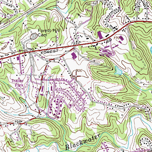 Topographic Map of Black Rock Farm, VA