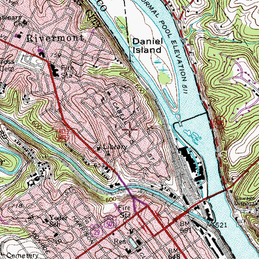 Topographic Map of Daniels Hill Historic District, VA
