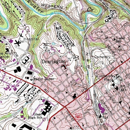 Topographic Map of Dearington Elementary School, VA