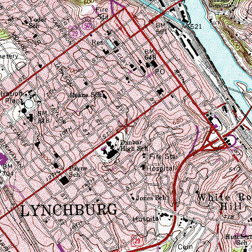Topographic Map of Diamond Hill Historic District, VA