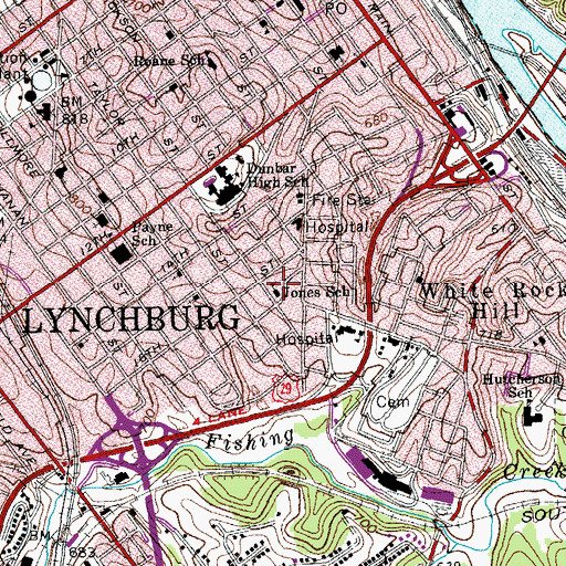 Topographic Map of Diamond Hill Recreation Center, VA