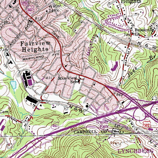 Topographic Map of Fairview Heights Recreation Center, VA