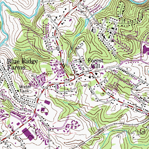 Topographic Map of Forest Hills Court Shopping Center, VA