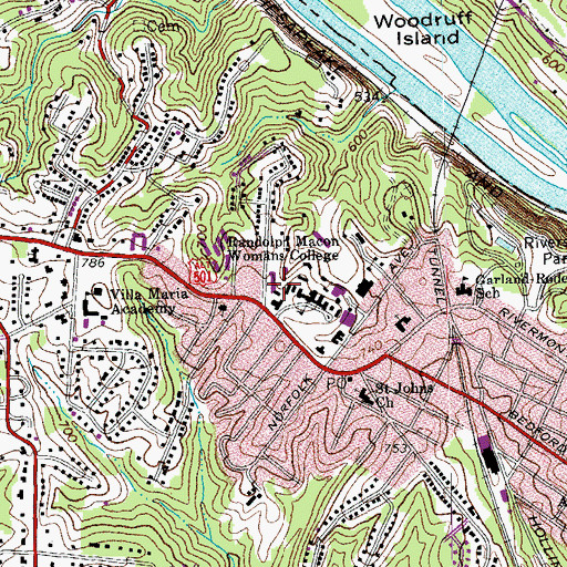 Topographic Map of Frances Hundley Houston Chapel, VA