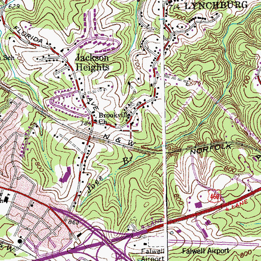 Topographic Map of Jackson Heights Park, VA