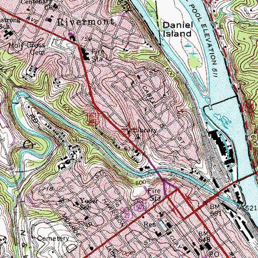 Topographic Map of Jones Memorial Library, VA