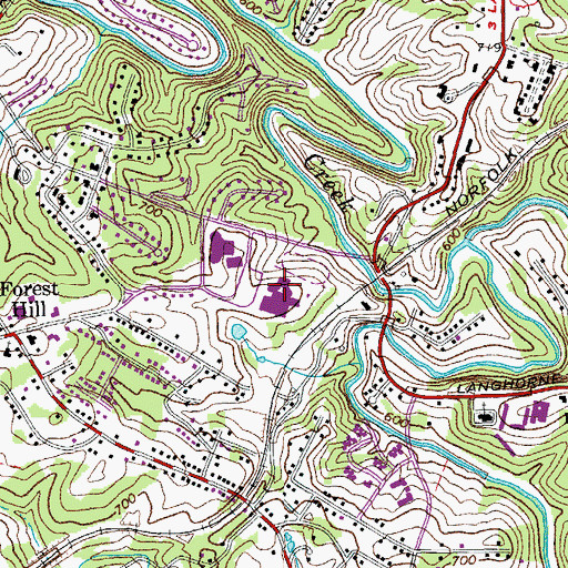 Topographic Map of Linkhorne Middle School, VA