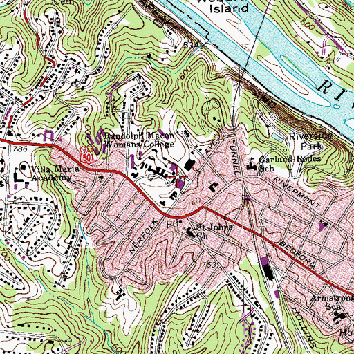Topographic Map of Lipscomb Library, VA