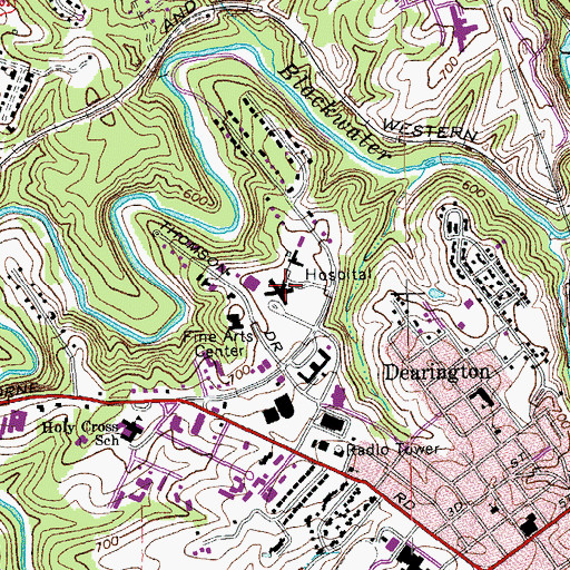 Topographic Map of Lynchburg General Hospital, VA