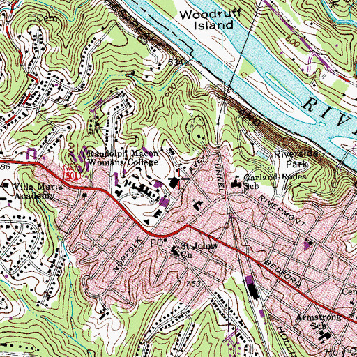 Topographic Map of Maier Museum of Art, VA