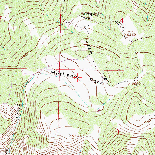 Topographic Map of Metheny Park, CO