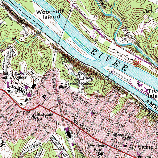 Topographic Map of Miller-Claytor House, VA