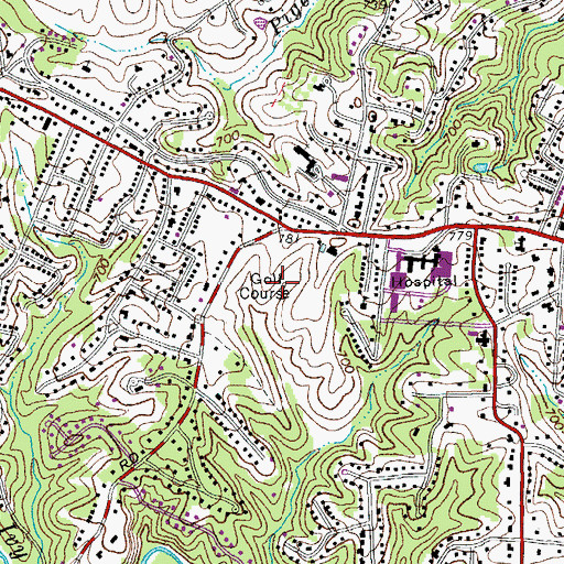 Topographic Map of Oakwood Country Club, VA