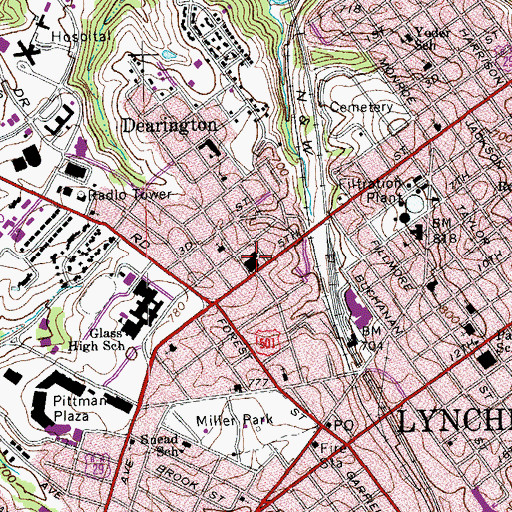 Topographic Map of Phillips Business College, VA