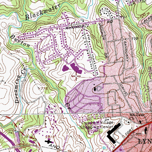 Topographic Map of Sandusky Middle School, VA