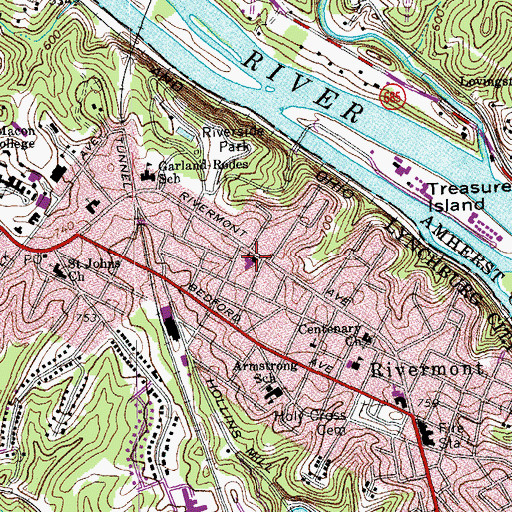 Topographic Map of Seven Hills School, VA