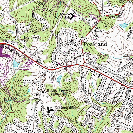 Topographic Map of The Village Courts Shopping Center, VA