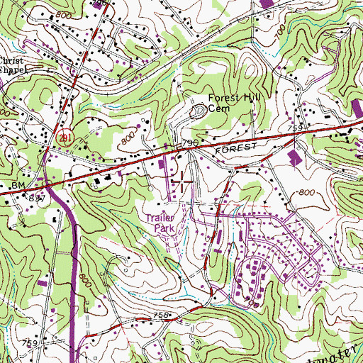 Topographic Map of Westbrook, VA