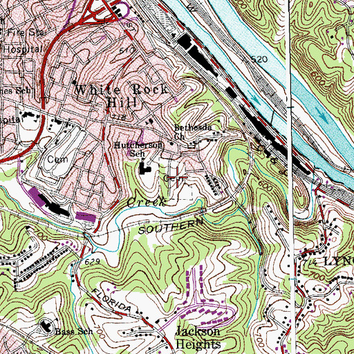Topographic Map of White Rock Cemetery, VA
