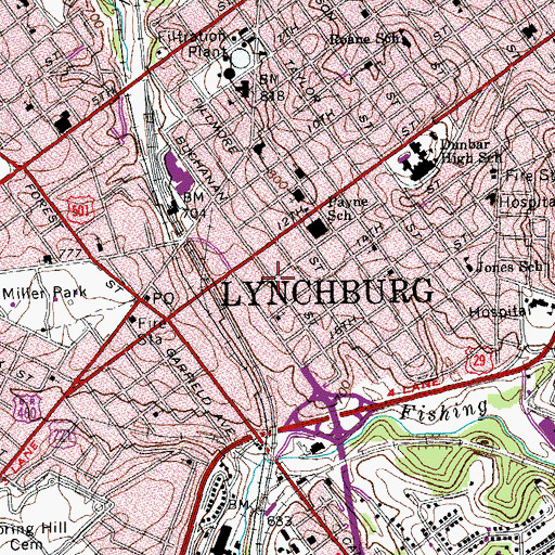 Topographic Map of Anne Spencer House, VA