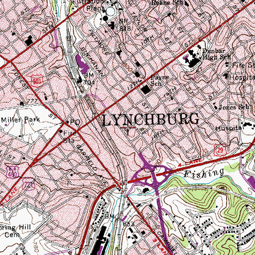 Topographic Map of Central Baptist Church, VA