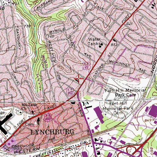 Topographic Map of Chestnut Hill Baptist Church, VA