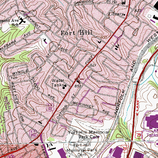 Topographic Map of Chestnut Hill United Methodist Church, VA