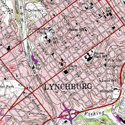 Topographic Map of College Hill Baptist Church, VA