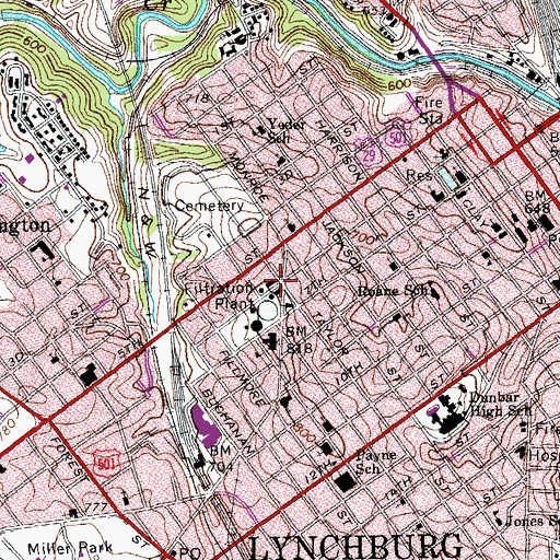 Topographic Map of College Hill Filter Plant, VA