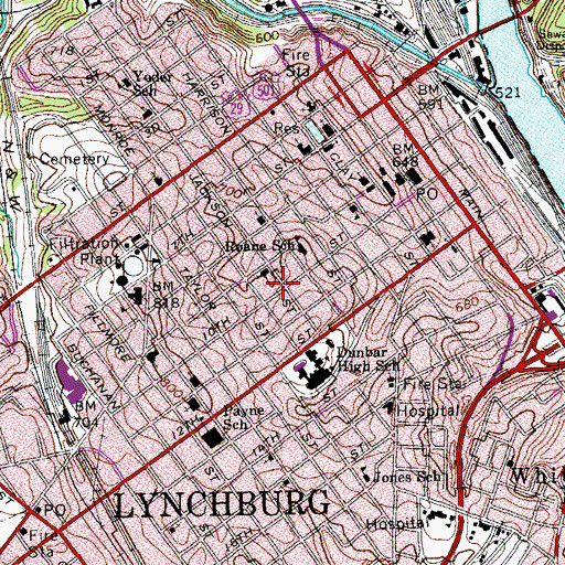 Topographic Map of College Hill Recreation Center, VA