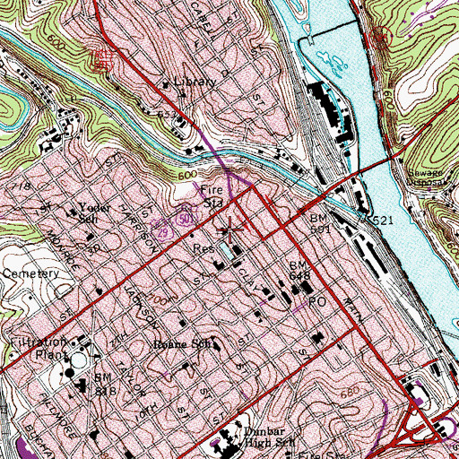 Topographic Map of Court Street Baptist Church, VA