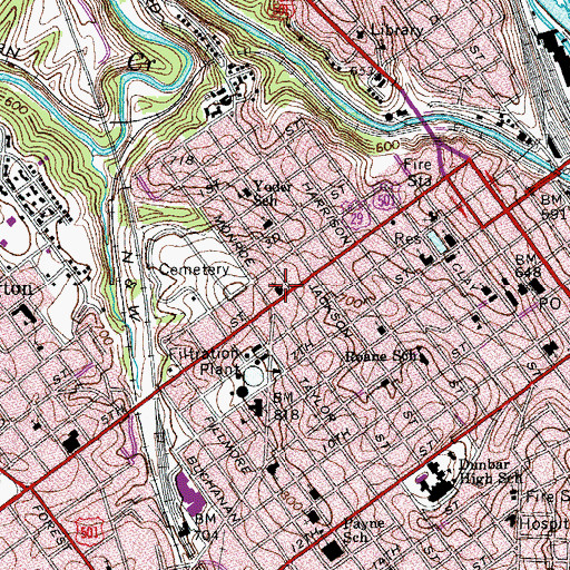 Topographic Map of Fifth Street Baptist Church, VA