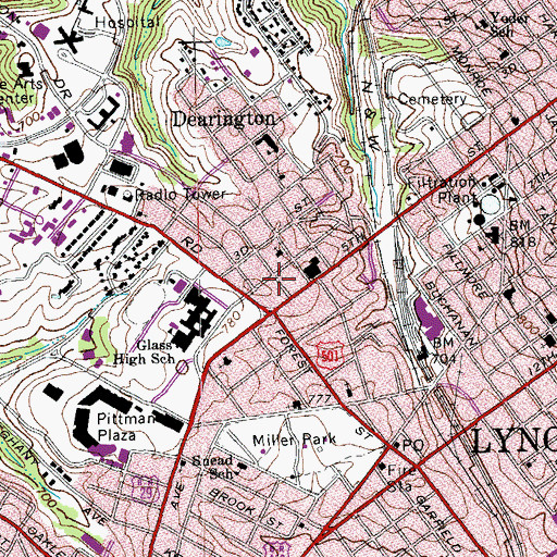 Topographic Map of Fisher Recreation Center, VA