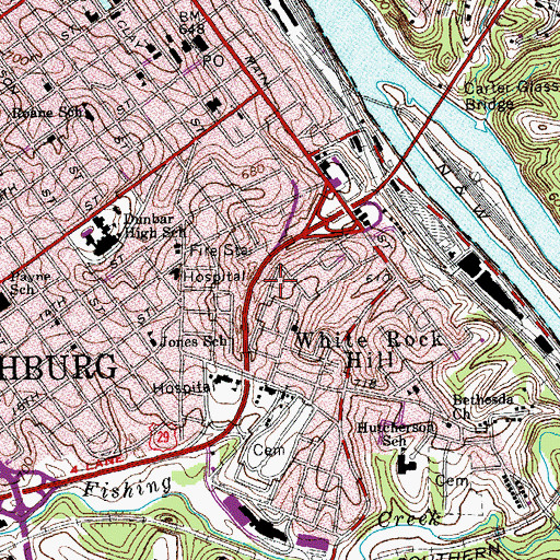 Topographic Map of Franklin Street Baptist Church, VA