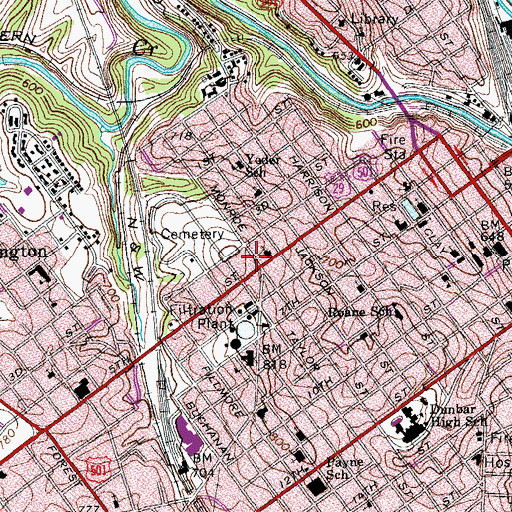 Topographic Map of Garland Hill Historic District, VA