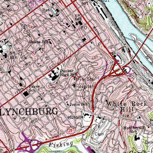 Topographic Map of Grace Street Fire Station, VA