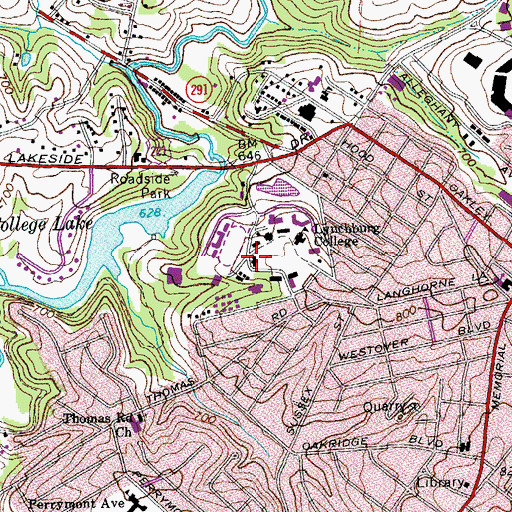 Topographic Map of Hopwood Hall, VA