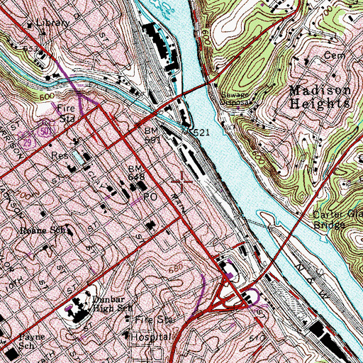Topographic Map of Lower Basin Historic District, VA