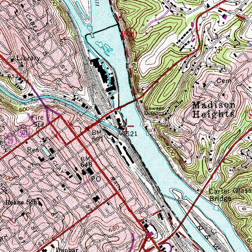 Topographic Map of Lynchburg Boulder, VA