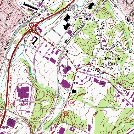 Topographic Map of Lynchburg Post Office, VA