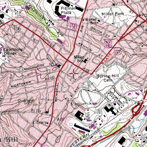 Topographic Map of Lynchburg Wesleyan Church, VA