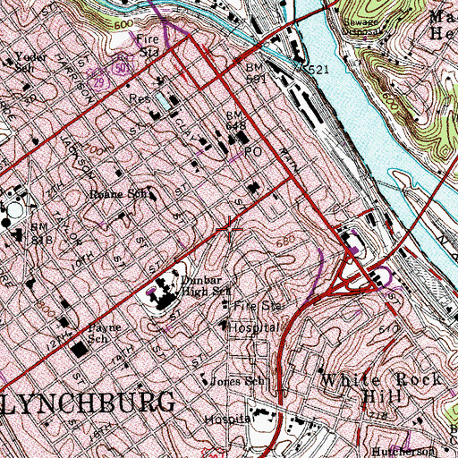 Topographic Map of Madison Street Mission, VA