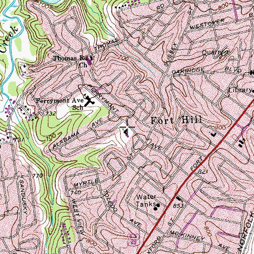Topographic Map of Memorial Christian Church, VA