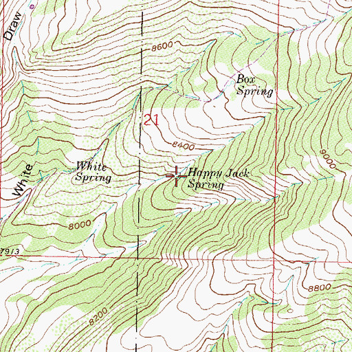 Topographic Map of Happy Jack Spring, CO