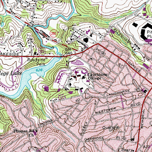Topographic Map of Memorial Gymnasium, VA