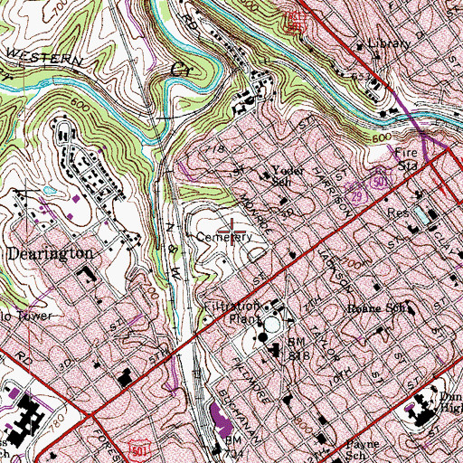 Topographic Map of Old City Cemetery, VA